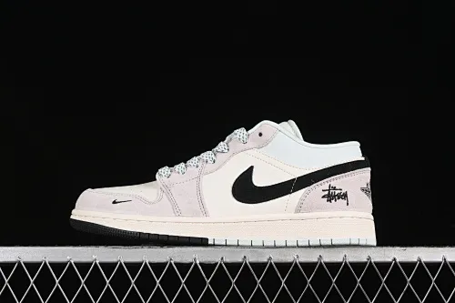 All categories Air Jordan Jordan series basketball shoes Air Jordan 1 Low High-end customized low-top sneakers Air Jordan 1 Low AJ1 Joe 1 Stussy joint-black basket pig eight stitching High-end customized low-top retro basketball shoes LJ6688-008